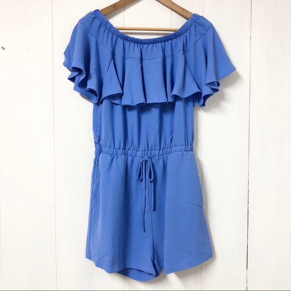 Vera Moda Blue Off the Shoulder Romper NWT